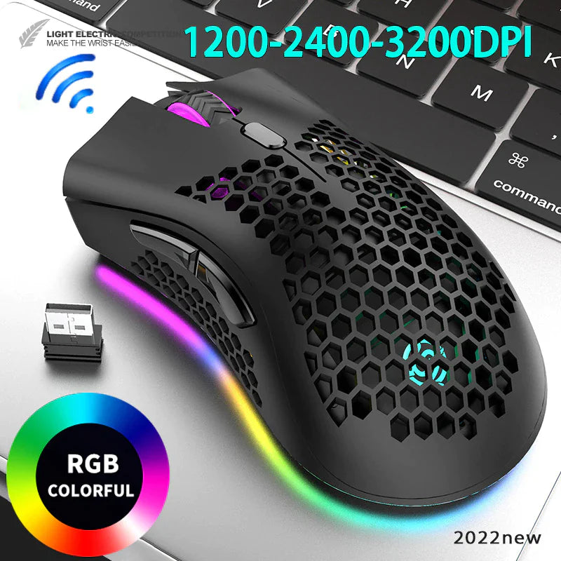Wireless RGB Gaming Mouse - Rechargeable with 7-Color LED