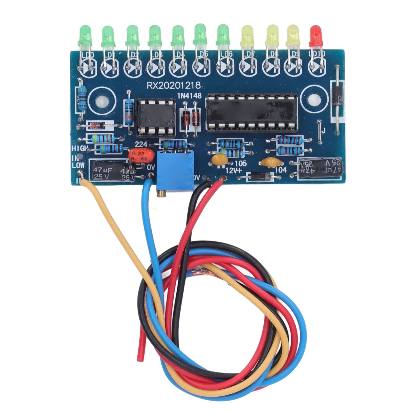 LED Audio Level Indicator Module LED Audio Level Module LED Audio Level Board 12V 250MA PCB Material 10 Segments 11 pcs 3mm LED Audio Level Indicator Board for VU Meter Preamp