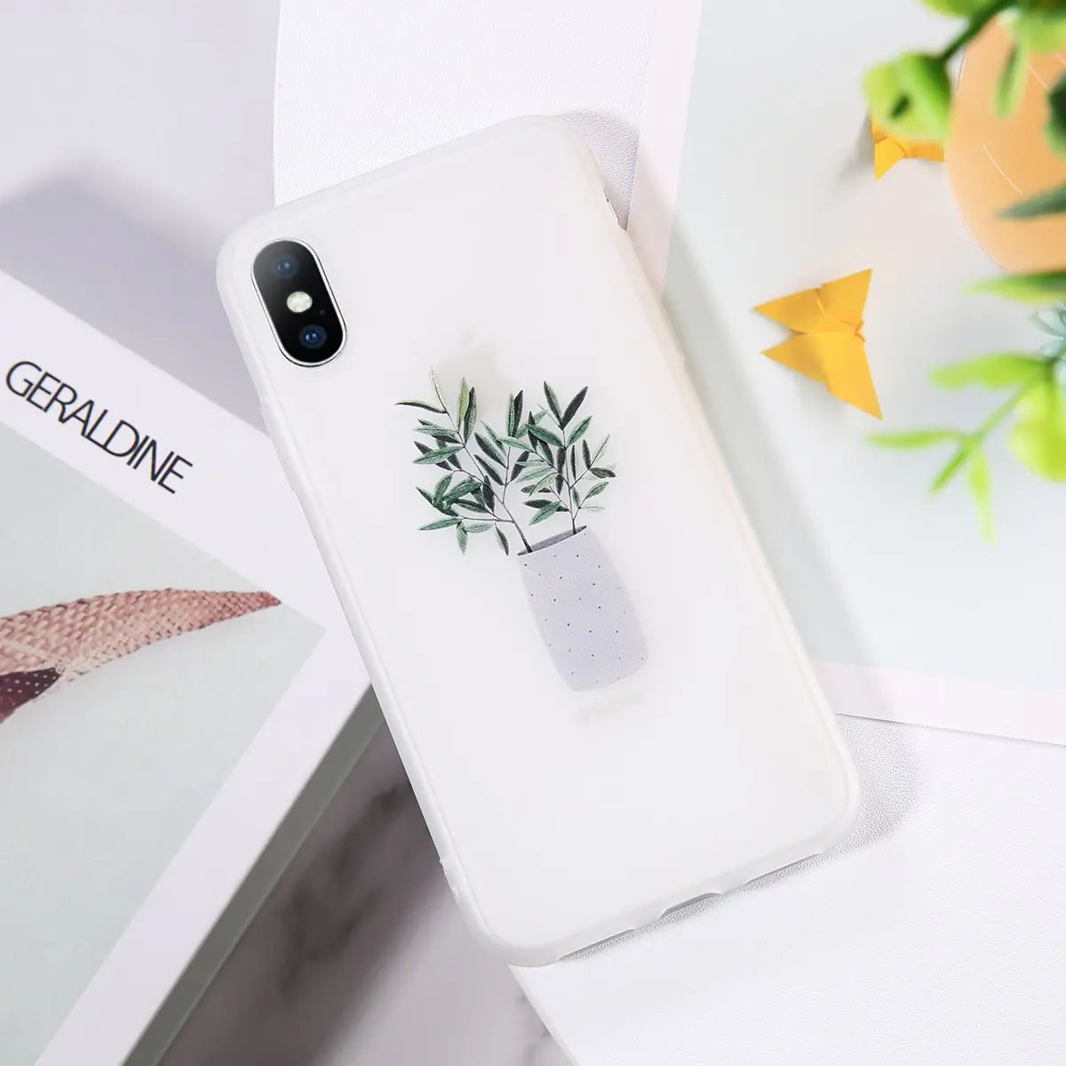 Premium Soft Shell Phone Case - Potted Plant Design | Protective Mobile Cover