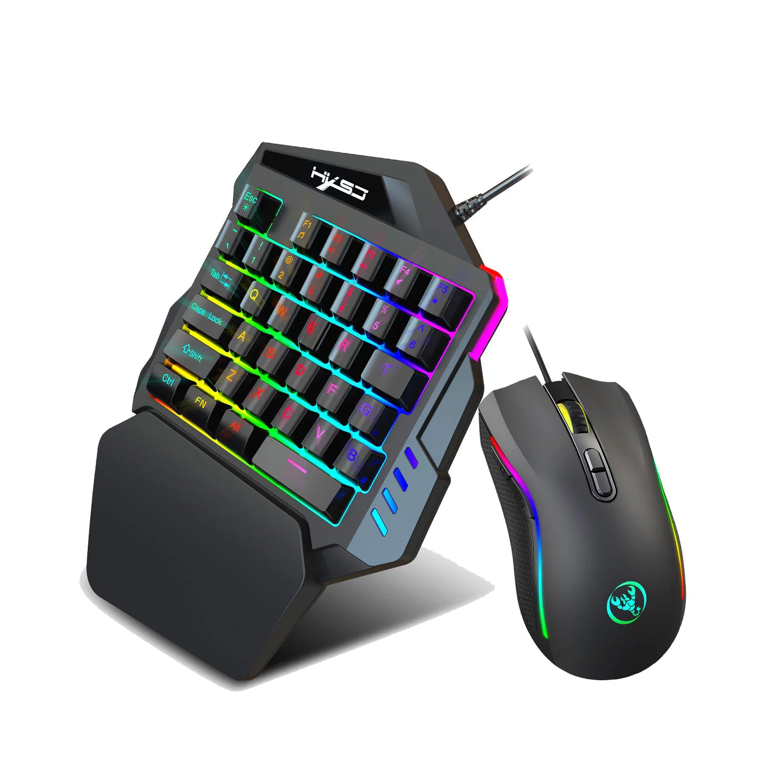 One-Handed Gaming Keyboard - RGB Mechanical Keypad with Mouse