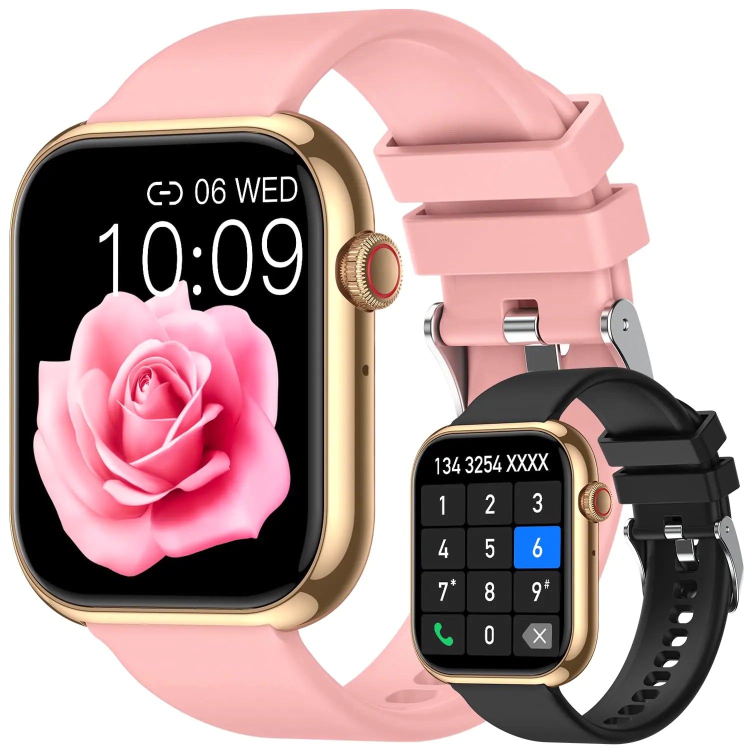 Smart Watch with Bluetooth Calling - Waterproof Fitness Tracker (Pink)