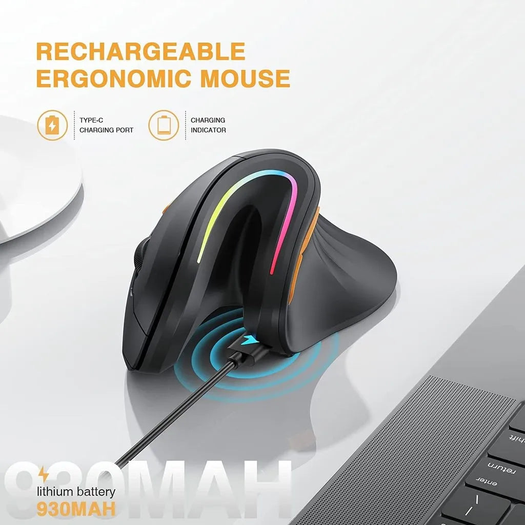 Rechargeable Vertical Mouse - Ergonomic Wireless Design