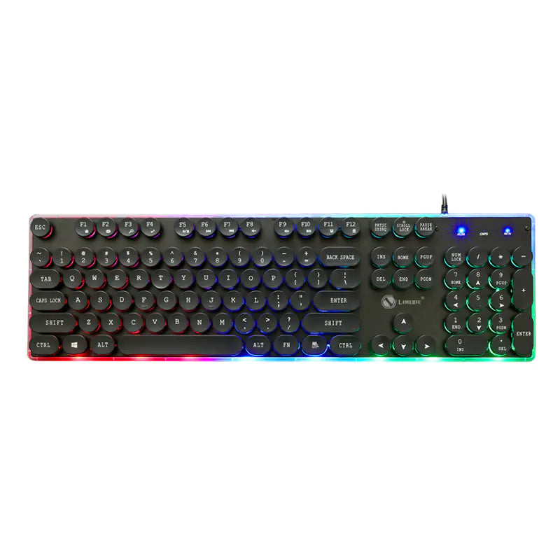 Retro Gaming Keyboard - Rainbow Backlit USB Typewriter Style