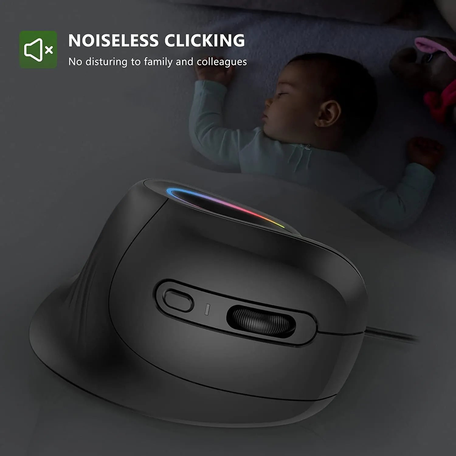 Rechargeable Vertical Mouse - Ergonomic Wireless Design