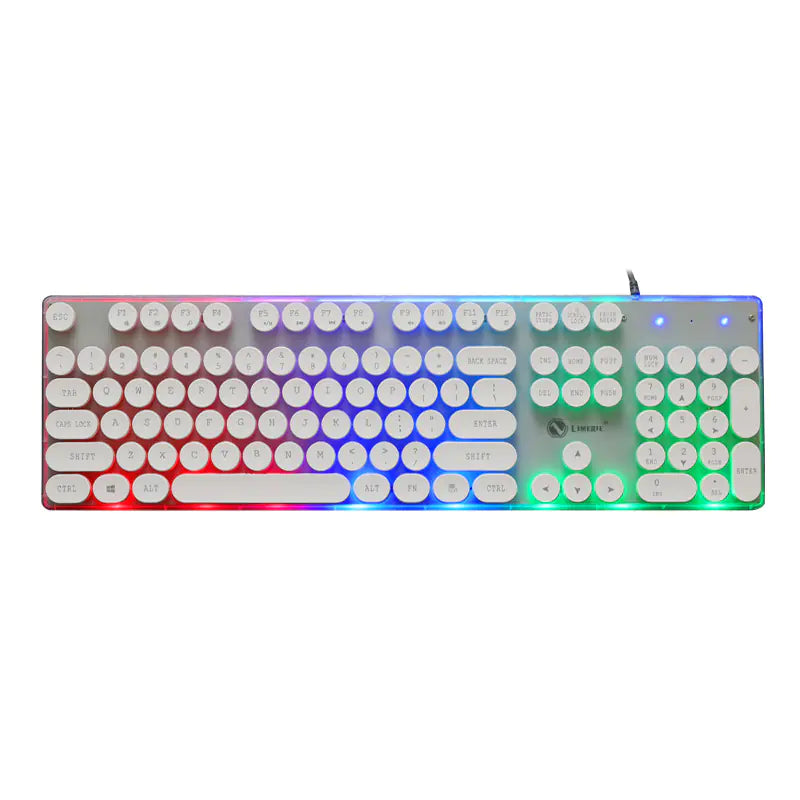 Retro Gaming Keyboard - Rainbow Backlit USB Typewriter Style