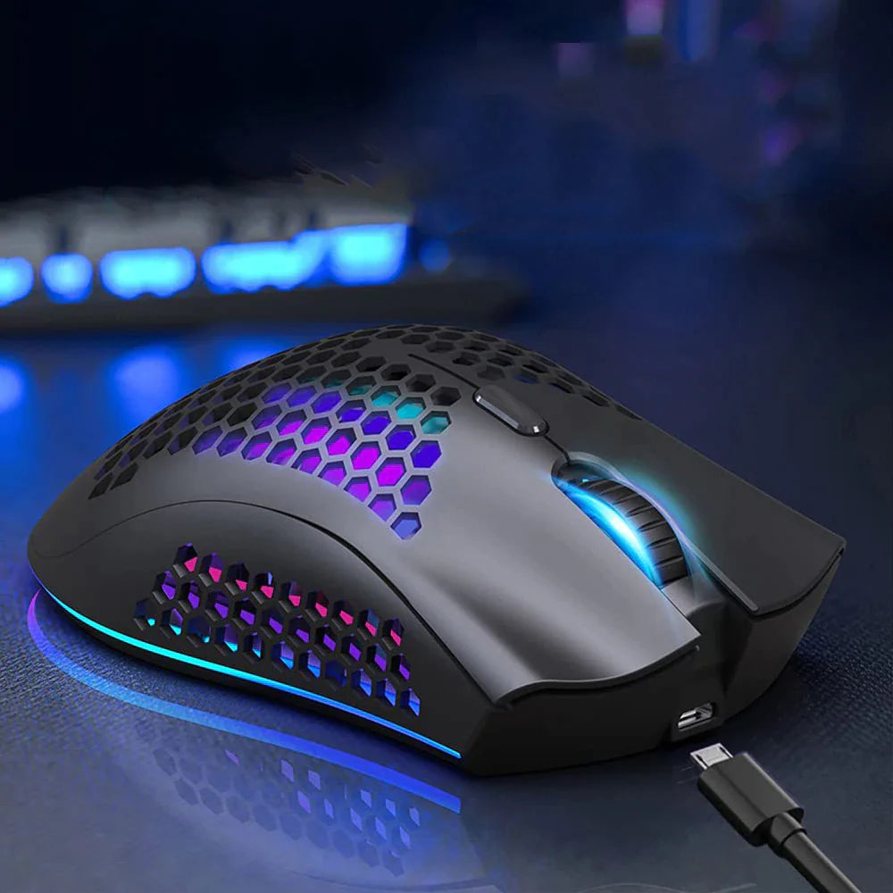 Wireless RGB Gaming Mouse - Rechargeable with 7-Color LED