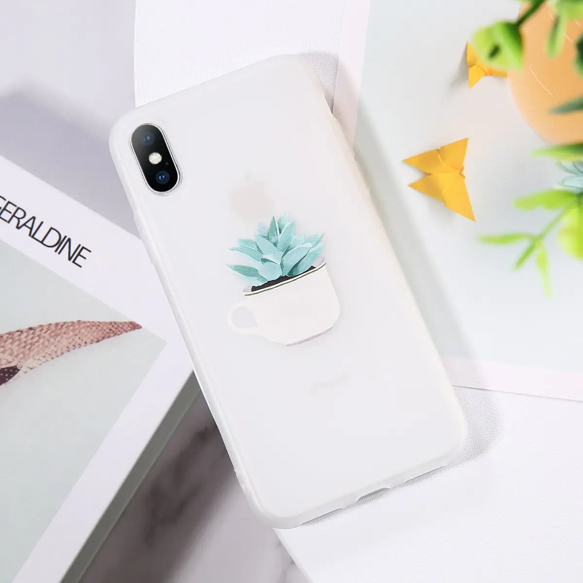 Premium Soft Shell Phone Case - Potted Plant Design | Protective Mobile Cover