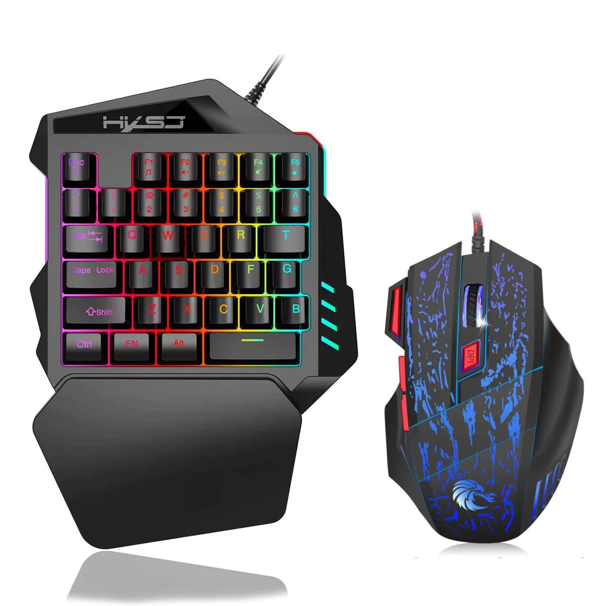 One-Handed Gaming Keyboard - RGB Mechanical Keypad with Mouse