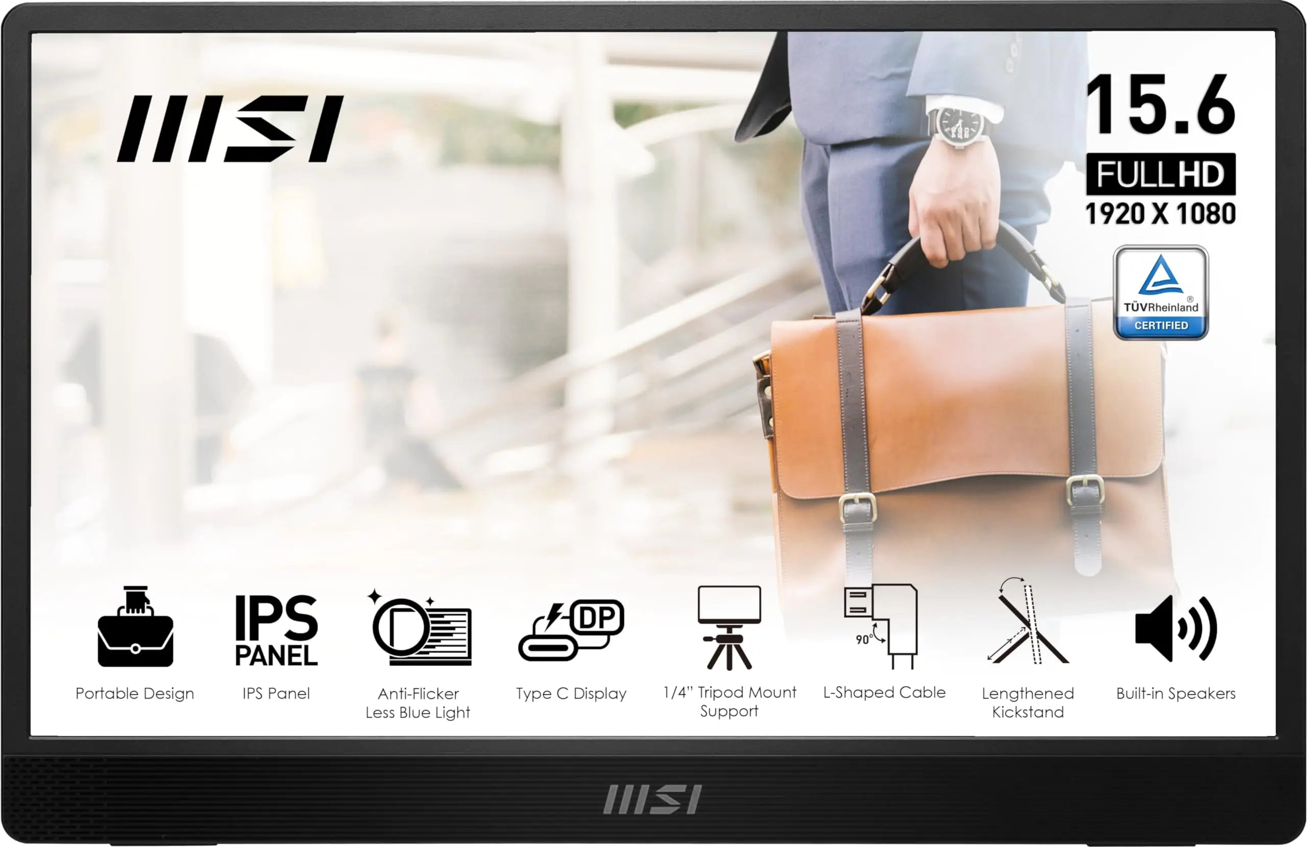 MSI Portable Monitor 15.6" - FHD IPS USB-C Mini-HDMI with Speakers