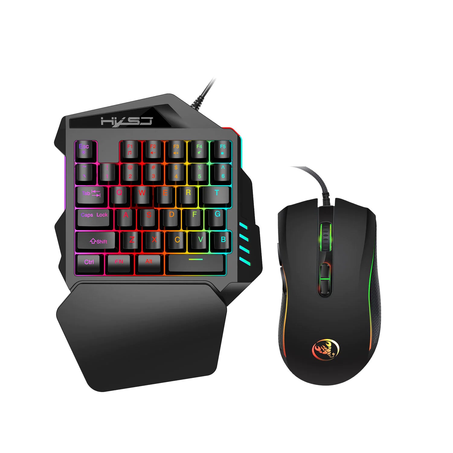 One-Handed Gaming Keyboard - RGB Mechanical Keypad with Mouse