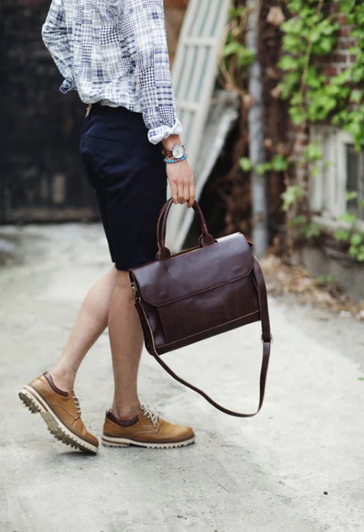 Crossbody Laptop Briefcase - Convertible Shoulder Bag