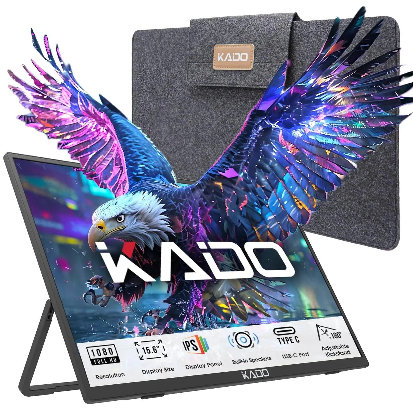 Portable Monitor 15.6" FHD - USB-C HDMI Gaming Display with Speakers