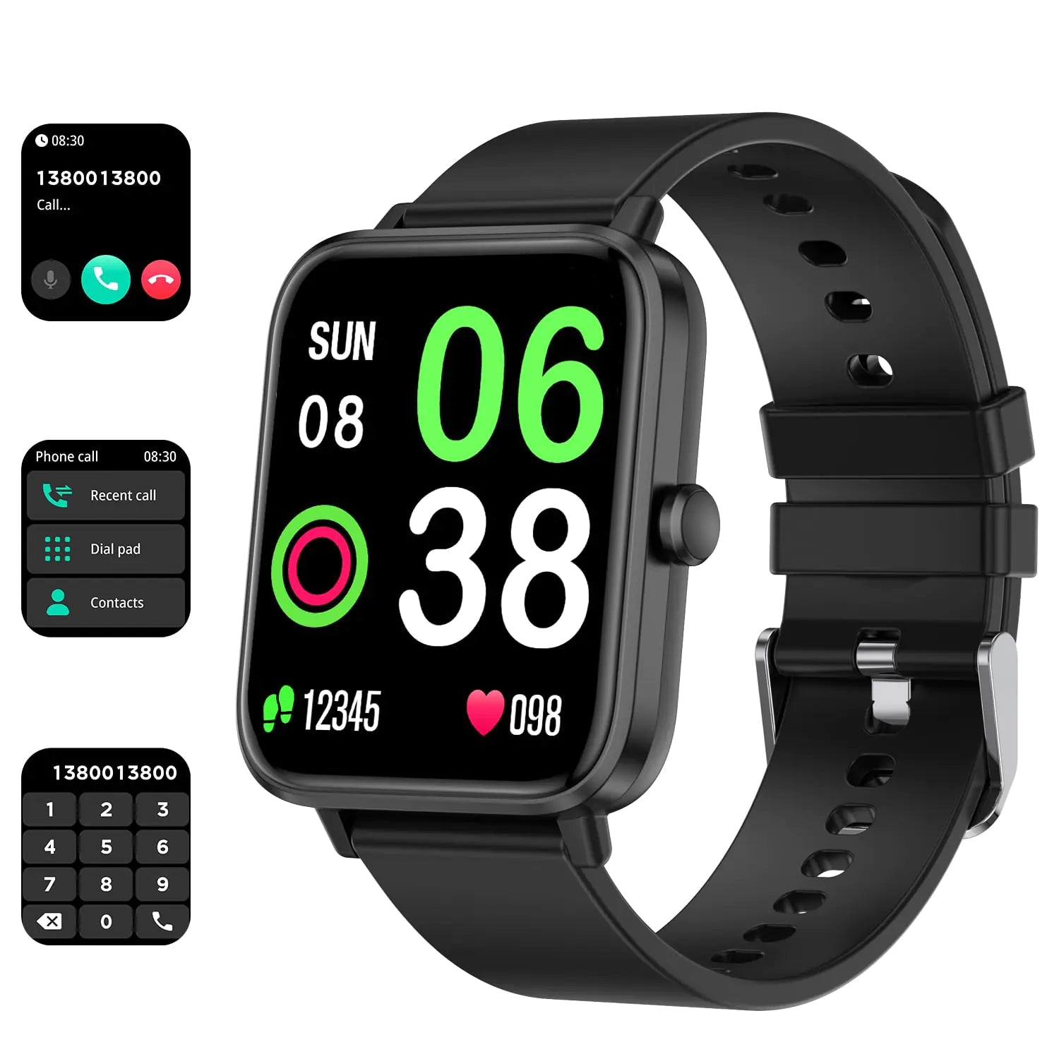 Full Touch Smart Watch - Bluetooth Calling Fitness Tracker (Black)