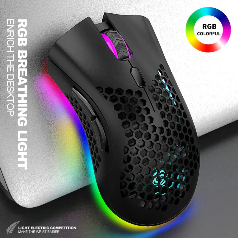 Wireless RGB Gaming Mouse - Rechargeable with 7-Color LED