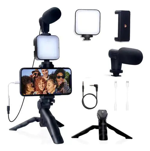 Desktop Ring Light with Microphone - LED Beauty Light for Streaming