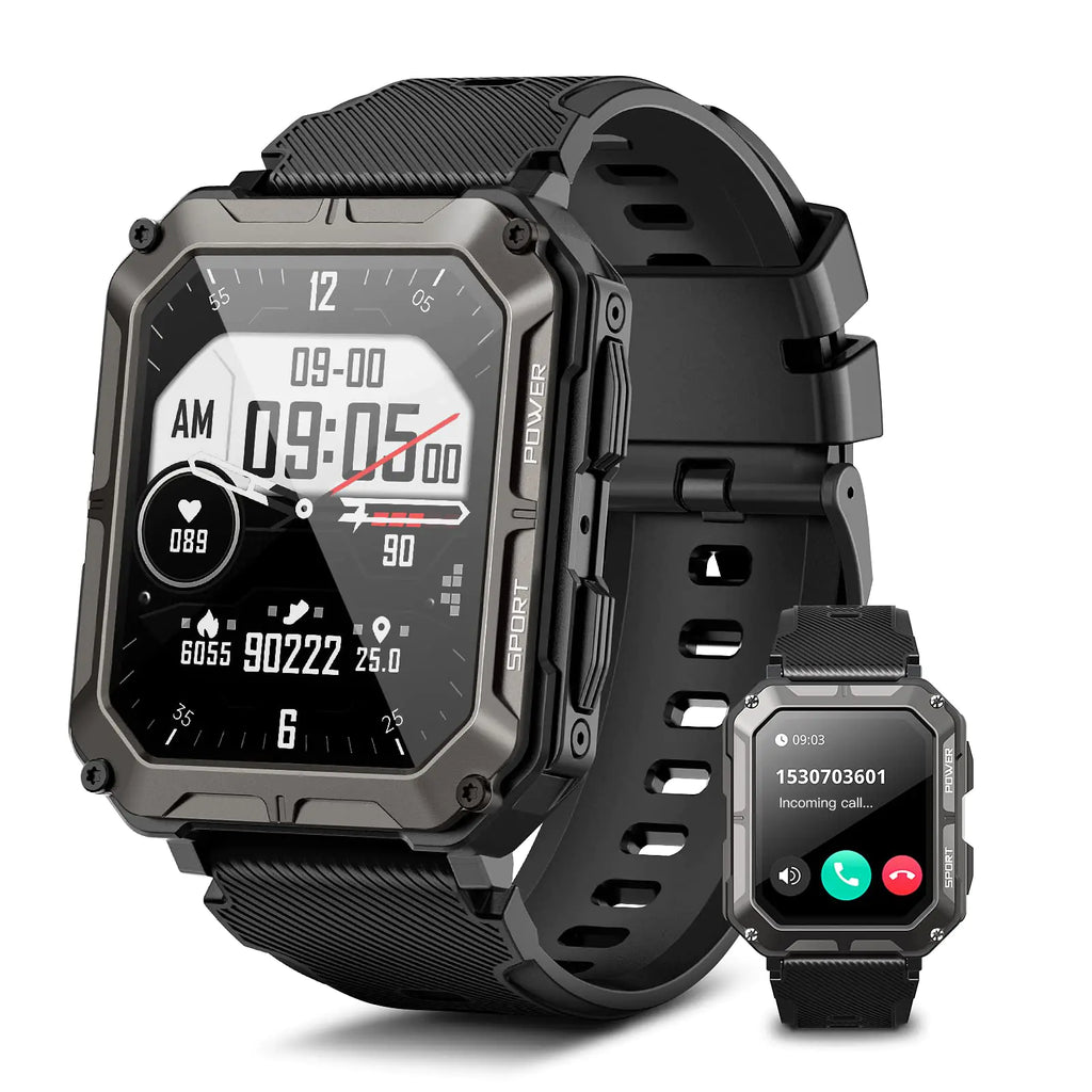 Military Smart Watch for Men - Rugged Tactical Fitness Tracker 1.83" HD