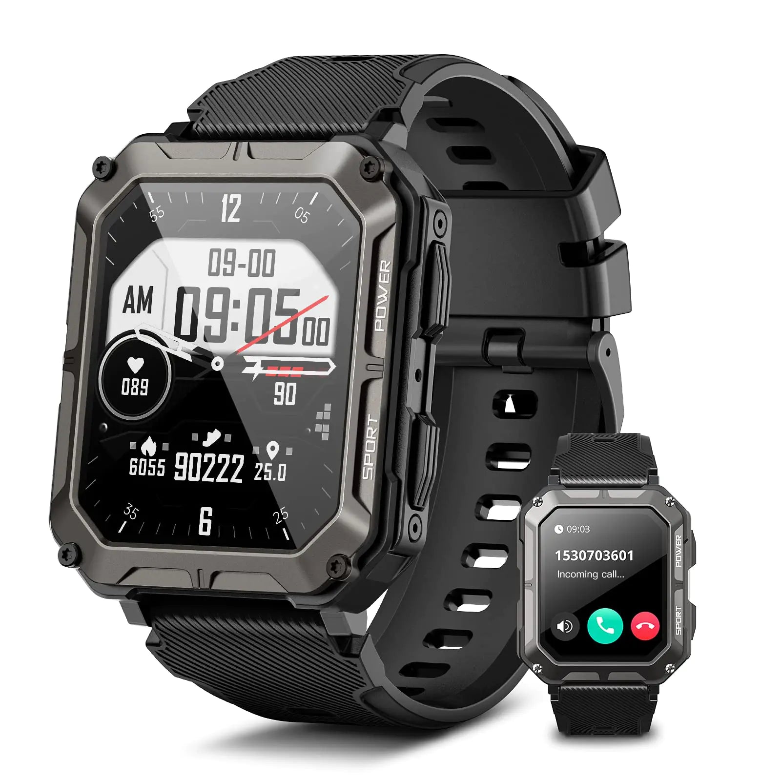 Military Smart Watch for Men - Rugged Tactical Fitness Tracker 1.83" HD