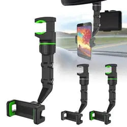 360° Rotating Car Phone Holder - Universal Rearview Mirror Mount