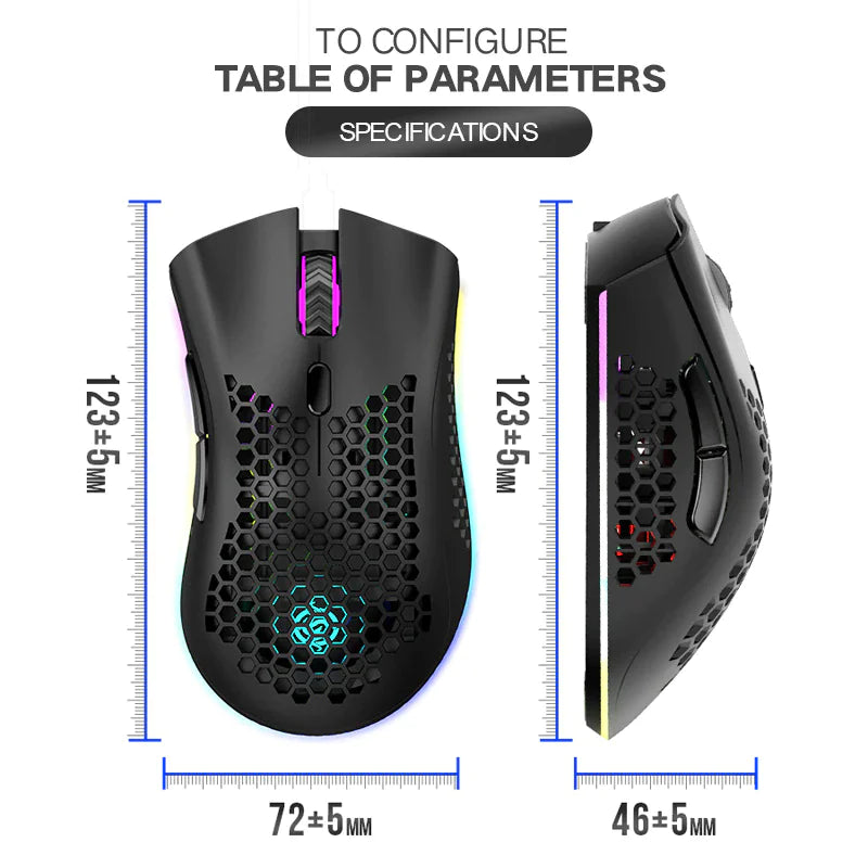 Wireless RGB Gaming Mouse - Rechargeable with 7-Color LED