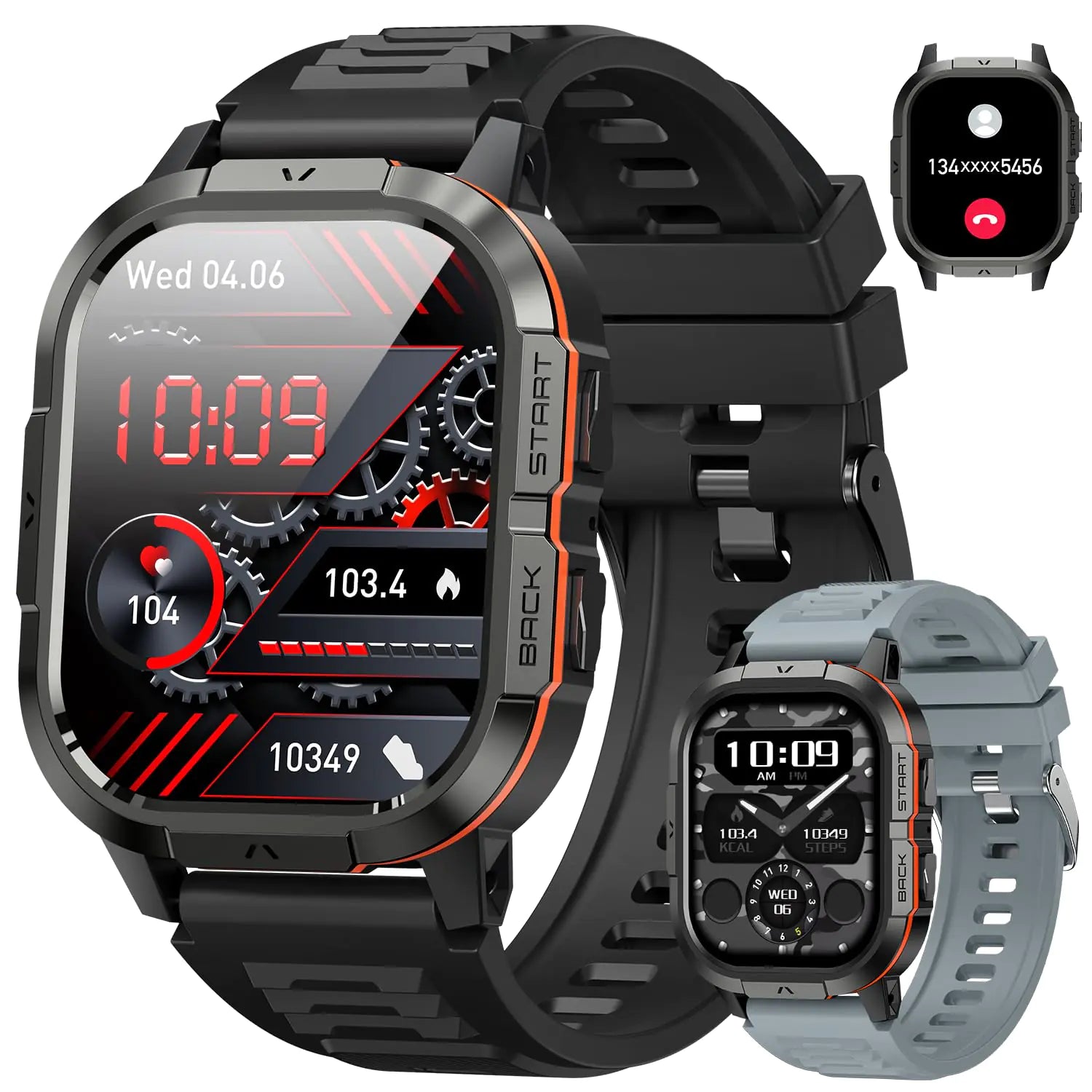 Military Smart Watch for Men - Fitness Tracker with Bluetooth Calling