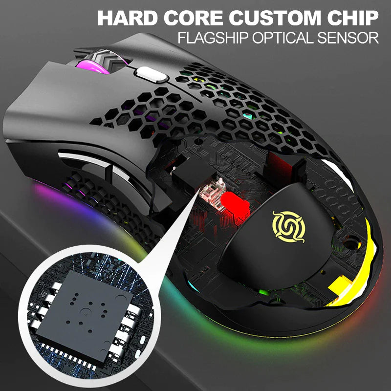 Wireless RGB Gaming Mouse - Rechargeable with 7-Color LED