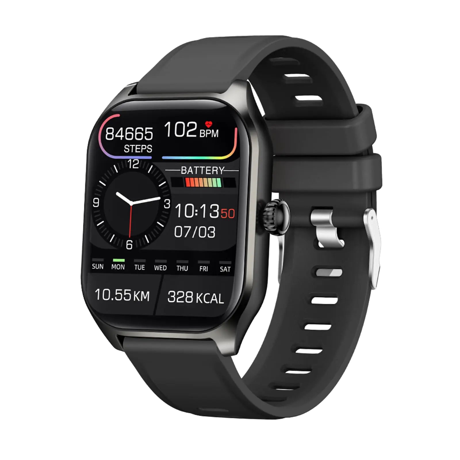 Smart Watch (Answer/Make Calls) 2.01“Inch Fitness Tracker Heart Rate/Sleep Monitor/Pedometer/Calories Multiple Sports Modes Waterproof Womens Mens Fitness Watch for Android iPhone (Black)