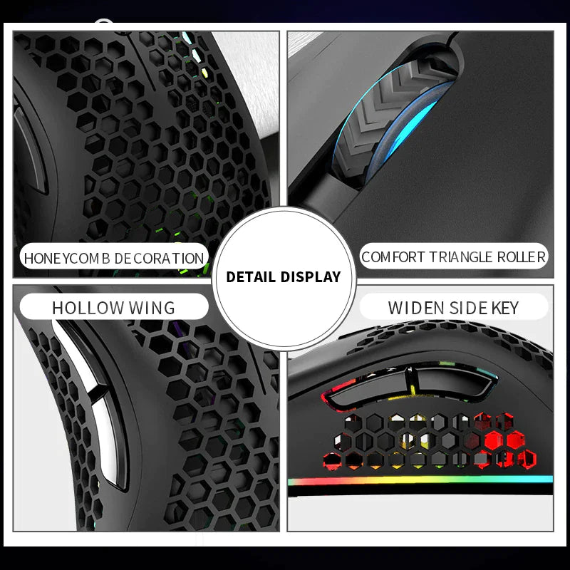 Wireless RGB Gaming Mouse - Rechargeable with 7-Color LED
