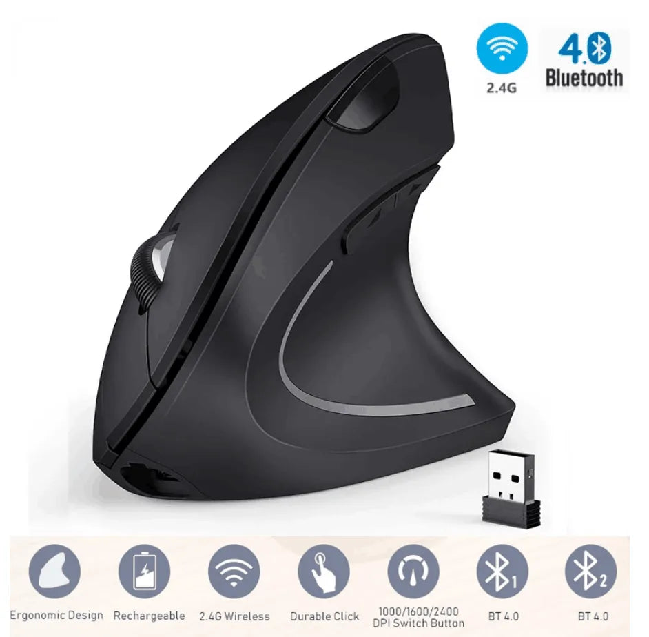 Rechargeable Vertical Mouse - Ergonomic Wireless Design