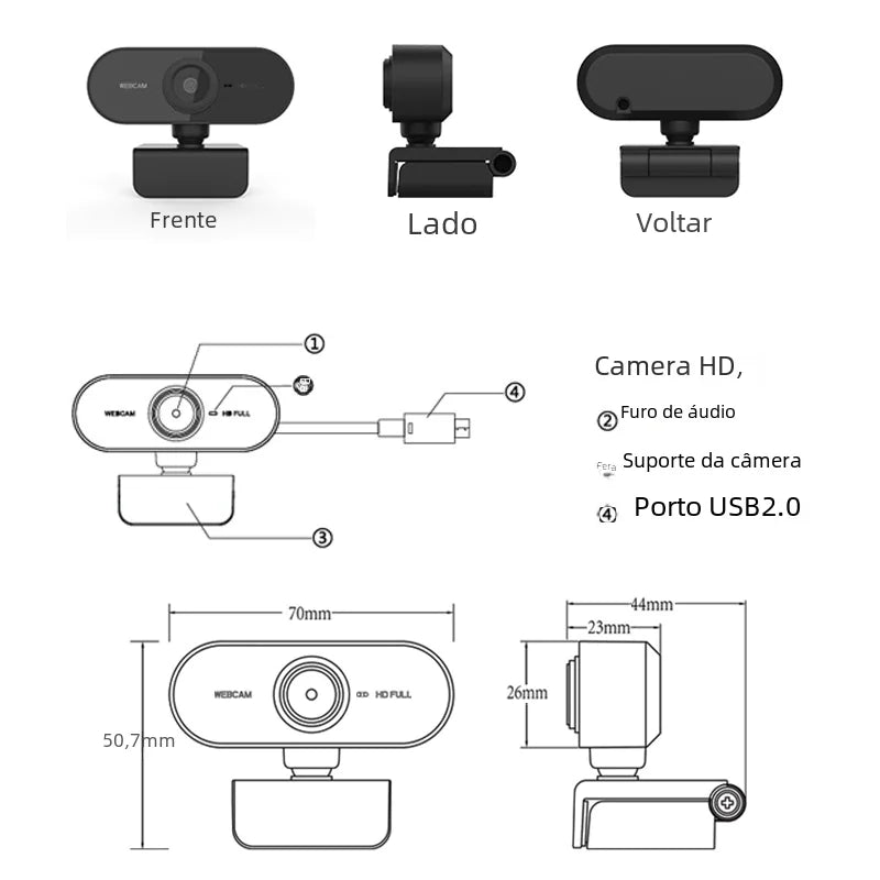 2K HD Webcam - USB Camera for Meetings & Streaming