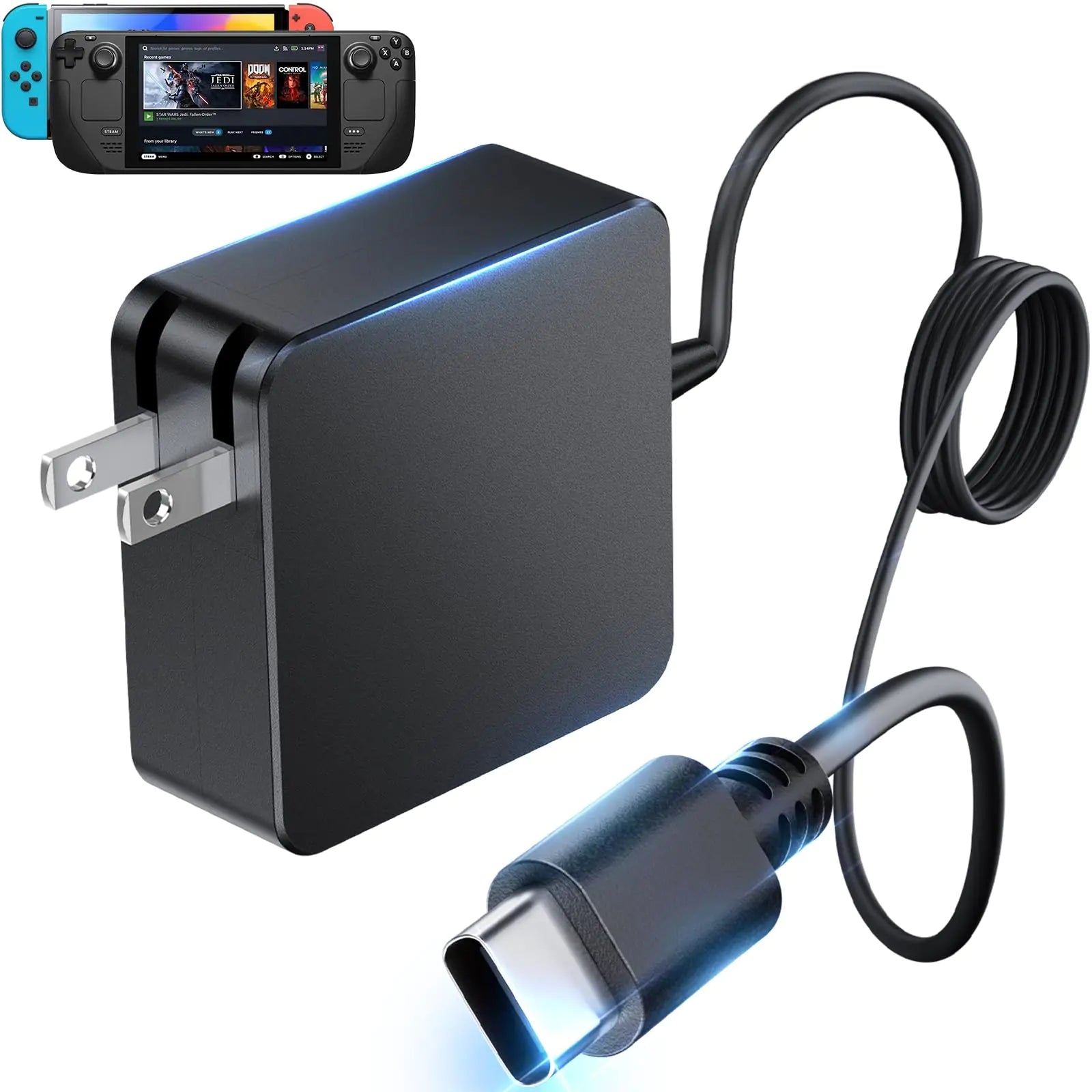 45 Watt Charger for Steam Deck for Nintendo Switch Lite/OLED/Charging Station/Dock Sat Switch/XBX/PS5 Controller Stream Deck AC Adapter USB C Fast Charger with 5.7FT Cable