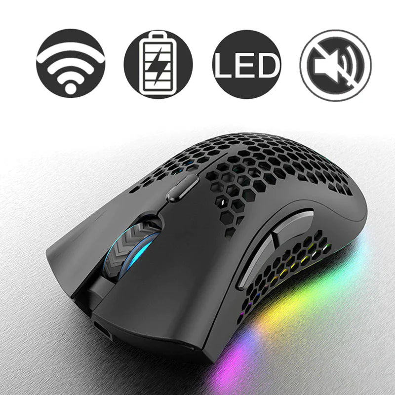 Wireless RGB Gaming Mouse - Rechargeable with 7-Color LED