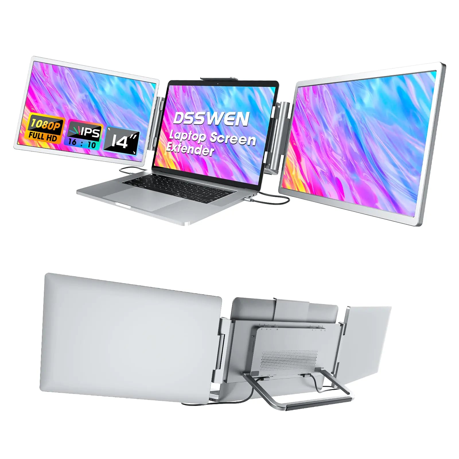 Laptop Screen Extender 14" - Triple Monitor FHD IPS with Stand