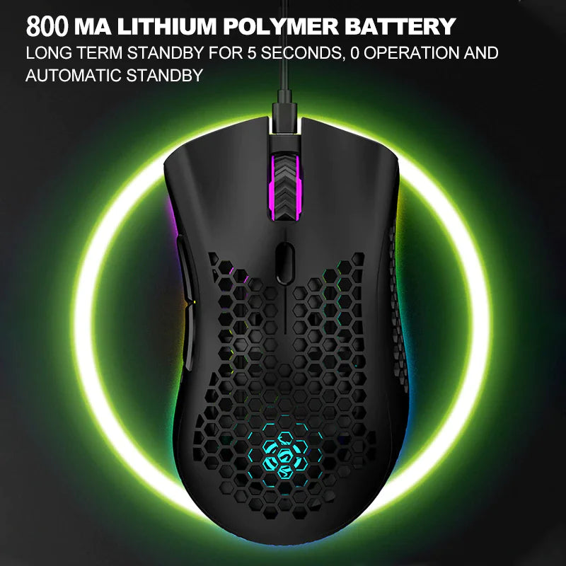 Wireless RGB Gaming Mouse - Rechargeable with 7-Color LED
