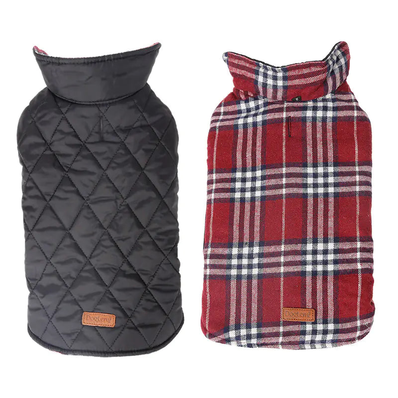 Waterproof Reversible Plaid Dog Jacket for Pets