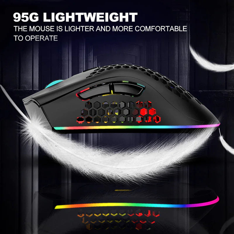 Wireless RGB Gaming Mouse - Rechargeable with 7-Color LED
