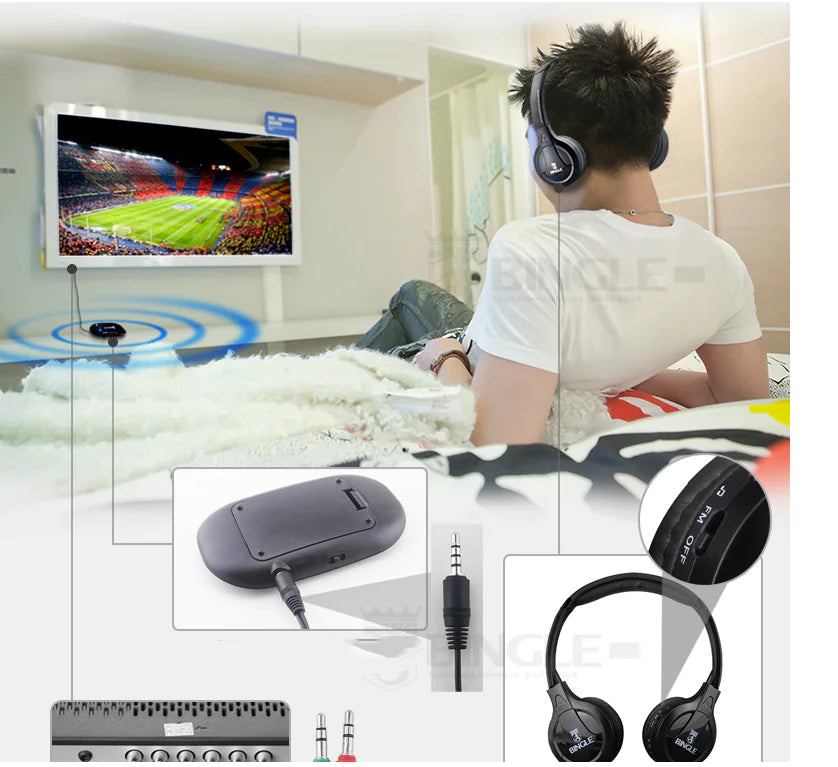 Wireless TV Headphones - FM Radio with Long Range Transmission