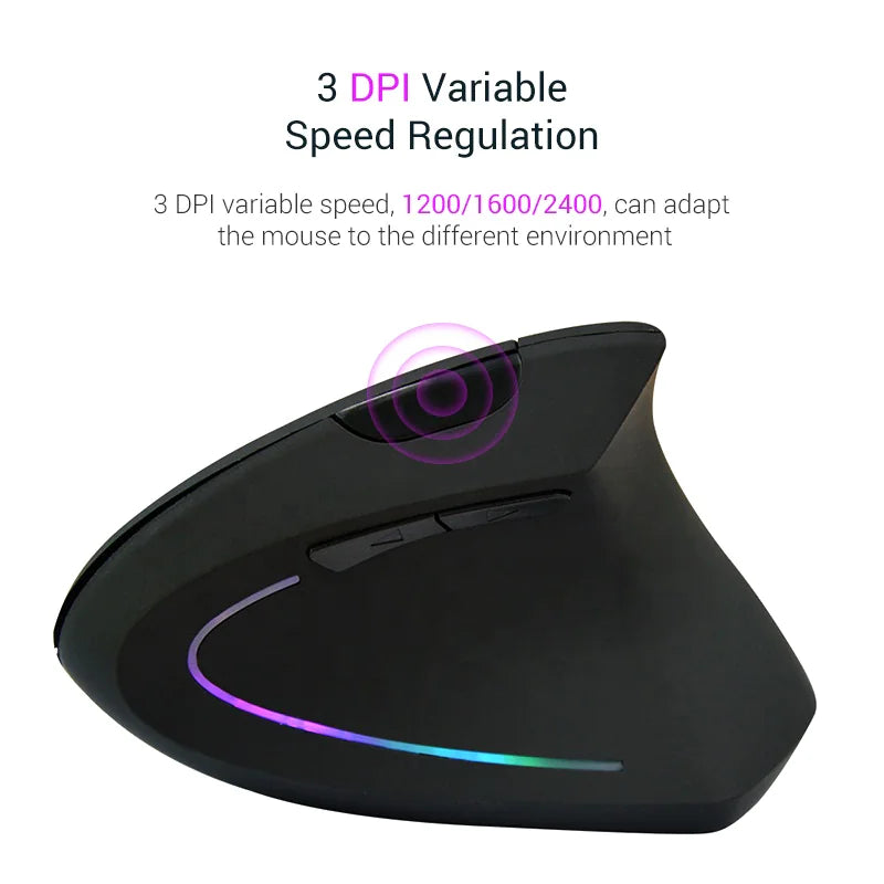 Ergonomic Vertical Mouse - Wireless 2.4GHz for Wrist Relief