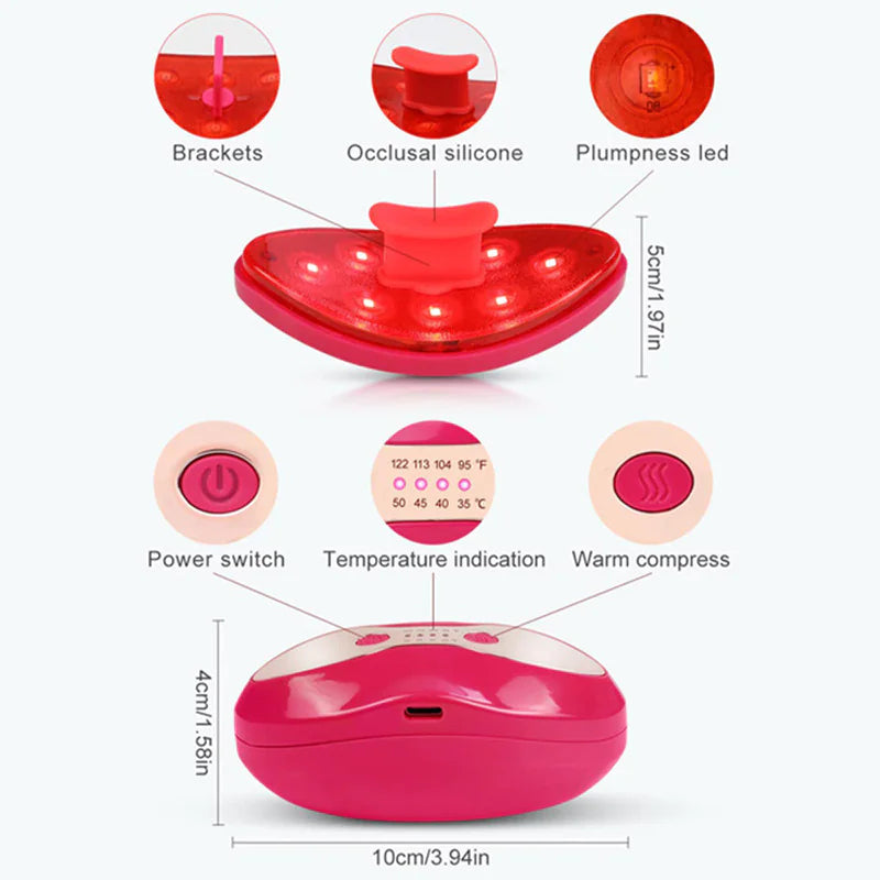 Heated Lip Plumper Device - LED Light Therapy for Fuller Lips
