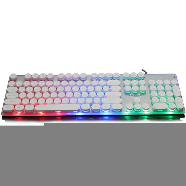 Retro Gaming Keyboard - Rainbow Backlit USB Typewriter Style