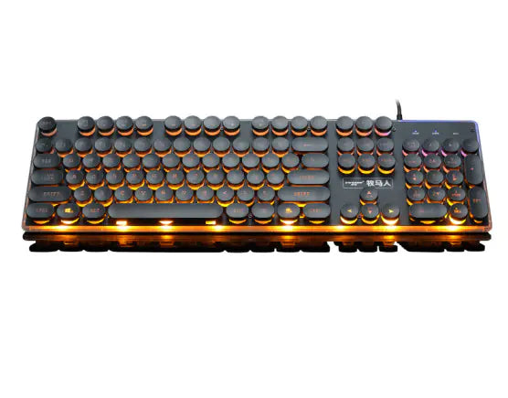 Retro Gaming Keyboard - Rainbow Backlit USB Typewriter Style
