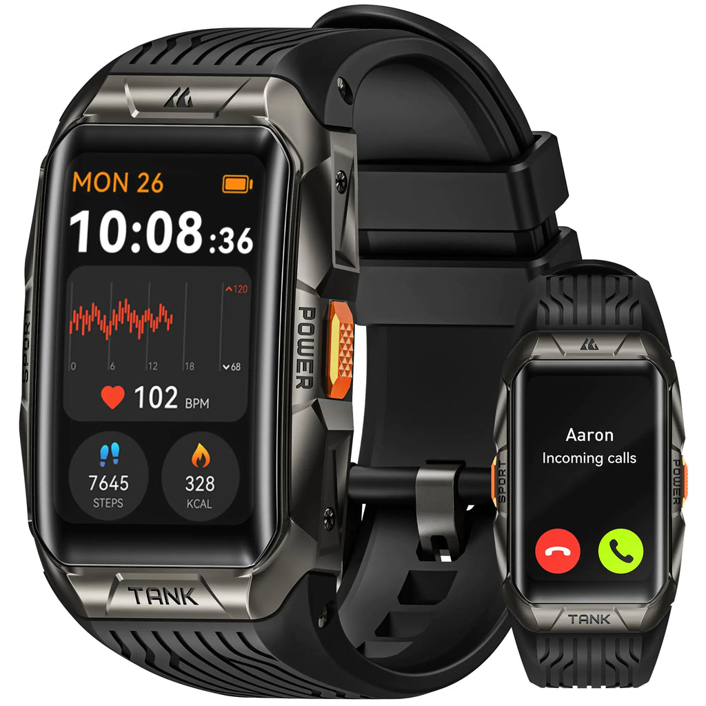 KOSPET Tank X2 Smart Watch - Stainless Steel 1.64" AMOLED Always-On Display (Black)