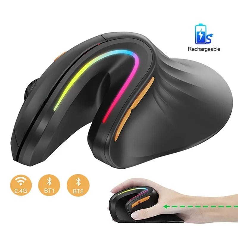 Rechargeable Vertical Mouse - Ergonomic Wireless Design